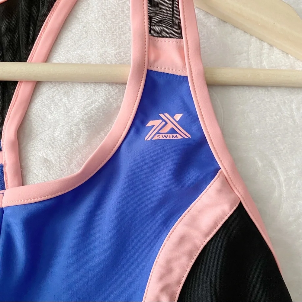 Pink Black and Blue Swimsuit / Fitness Top
